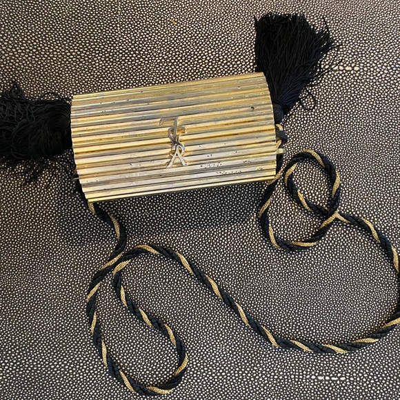 Yves Saint Laurent Handbags - *VINTAGE* YSL Minaudière Gold Metal Cross Body